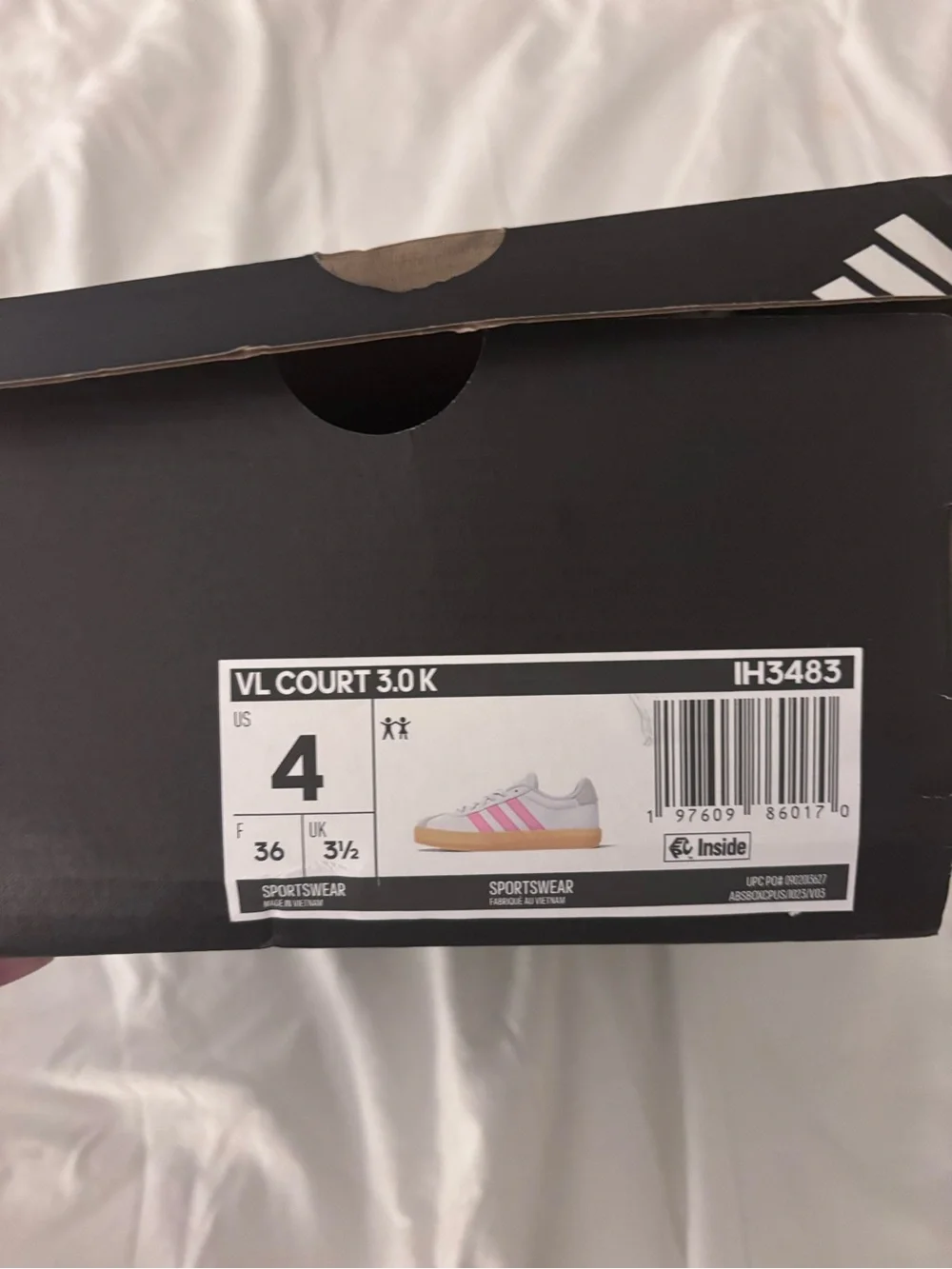 adidas White Sneakers with Pink Stripes and Gum Sole
